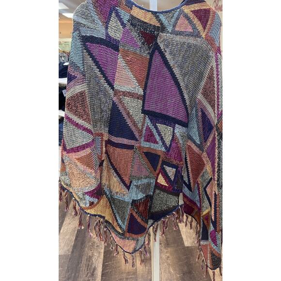 Kaffe Fassett & Peruvian Connection Pima Cotton Poncho Boho Sweater One Size - Picture 4 of 7
